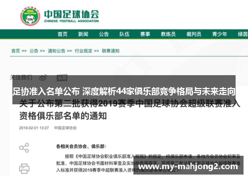 足协准入名单公布 深度解析44家俱乐部竞争格局与未来走向